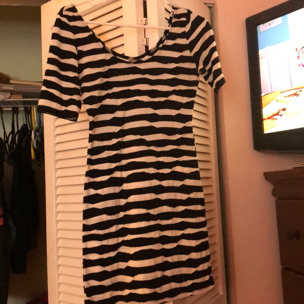 Ruffled Black & White Dress